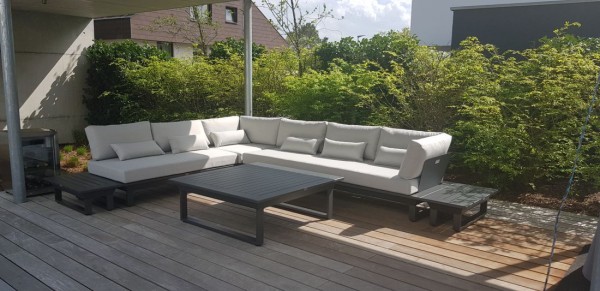 ICM mesa de salón de jardín aluminio gris relax mesa auxiliar