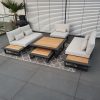 Platzsparende Gartenlounge Cannes für kleine Gärten in Aluminium Anthrazit Teak