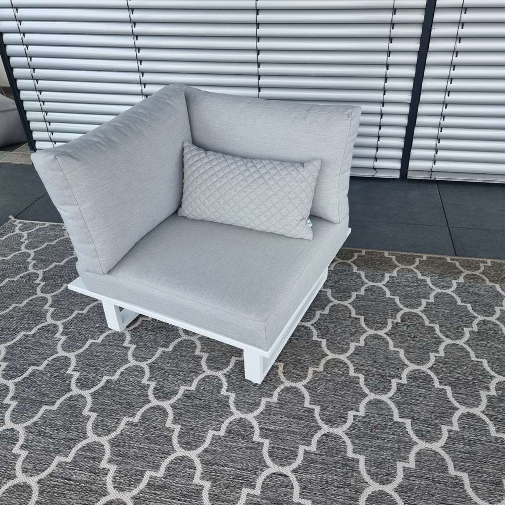 Modernes 1-Sitzer Eckelement Sessel in weiss aus pulverbeschichtetem Aluminium