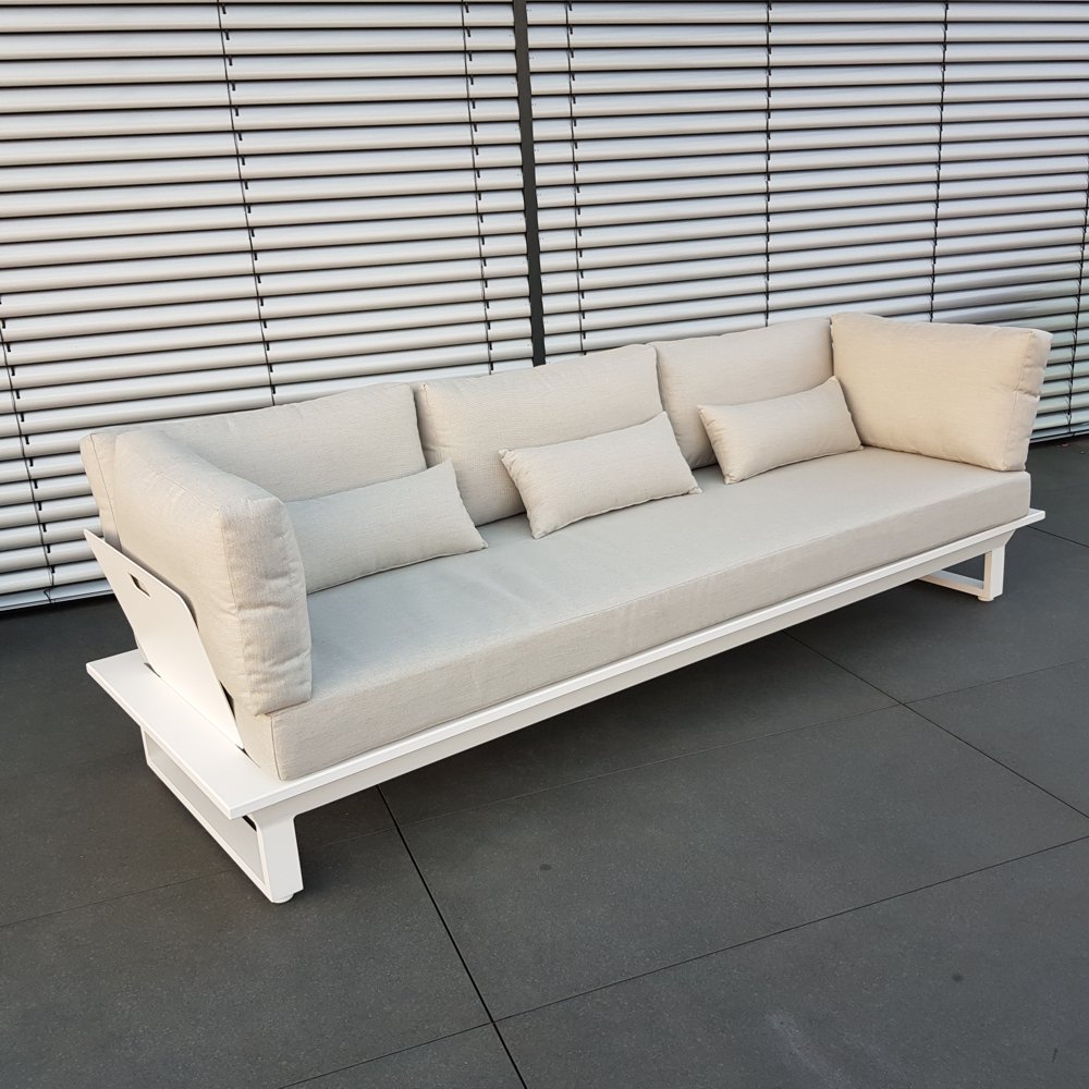 3-Sitzer Modul Garten-Sofa – Aluminium weiß, pulverbeschichtet, inkl. Sitz- und Rückenpolster, erweiterbar, elegant & bequem Schutzhülle ICM Gartenlounge