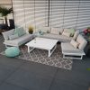 Weiße Aluminium-Lounge St. Tropez mit Sessel, 3-Sitzer und großem Loungetisch