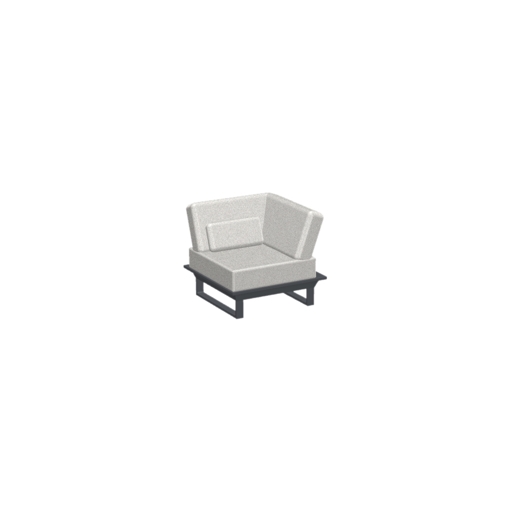 ICM Gartenlounge 1-Sitzer Eckmodul Sessel – Anthrazit, Aluminium, mit Sitz- und Rückenpolstern, erweiterbar