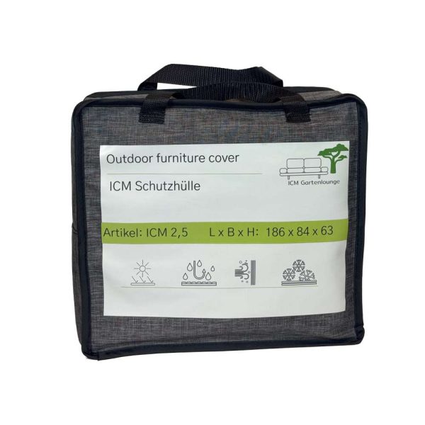 ICM Gartenlounge Schutzhülle für 2-Sitzer Modul mit integriertem Seitentisch – Wetterbeständiger Schutz, passend für ICM Gartenlounge, inklusive praktischer Verpackung.