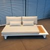 2-Sitzer Modul Garten-Sofa mit integriertem Seitentisch – Aluminium weiß, pulverbeschichtet, inkl. Sitz- und Rückenpolster, erweiterbar 2 Sitzer Loungemodul Weiss