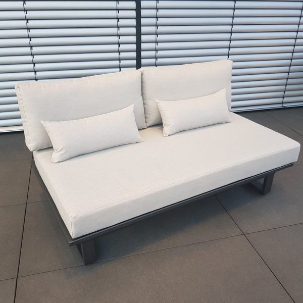 2-Sitzer Modul Garten-Sofa St. Tropez – Anthrazit pulverbeschichtet, inkl. Sitz- und Rückenpolster, erweiterbar 2 Sitzer Mittelmodul Anthrazit