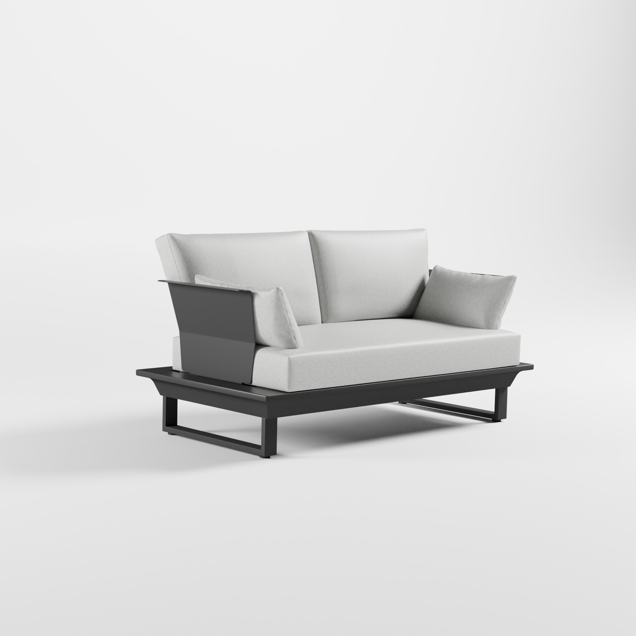 icm-monacco-2-sitzer-outdoor-lounge-sofa-anthrazit-gartensofa ICM Monacco 2‑Sitzer Lounge‑Sofa aus anthrazitfarbenem Aluminium für stilvolle Terrassen‑ und Gartenlounges.