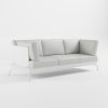 Weißes 3‑Sitzer Aluminium‑Architektursofa mit hoher Edelstahl‑Rückenlehne und Delta‑Füßen aus der ICM Gartenlounge Serie