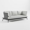 Anthrazitfarbenes 3‑Sitzer Aluminium‑Designsofa mit hoher Edelstahl‑Rückenlehne, durchgehendem Sitzpolster und Delta‑Füßen aus der ICM Gartenlounge Serie