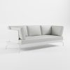 Weißes 3‑Sitzer Aluminium‑Exklusivsofa mit hoher Edelstahl‑Rückenlehne, durchgehendem Sitzkissen und Delta‑Füßen aus der ICM Gartenlounge Serie