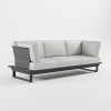 3‑Sitzer Aluminium‑Loungesofa in Anthrazit mit hoher Edelstahl‑Rückenlehne, 3‑teiliger Polsterung und Cube‑Füßen aus der ICM Gartenlounge Serie