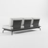 Rückansicht eines anthrazitfarbenen 3‑Sitzer Aluminium‑Premiummoduls mit Edelstahl‑Rückenlehnen und schrägen Delta‑Füßen als exklusives Zwischen­element aus der ICM Gartenlounge