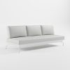 Weißes 3‑Sitzer Aluminium‑Premiummodul als exklusives Zwischen­element mit Edelstahl‑Rückenlehnen, schrägen Delta‑Füßen, 3‑teiliger Polsterung und freistehendem Design ohne Stützfuß aus der ICM Gartenlounge