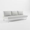Weißes 3‑Sitzer Aluminium‑Premiummodul als exklusives Zwischen­element mit Edelstahl‑Rückenlehnen, Cube‑Füßen, durchgehendem Sitzkissen und freistehendem Design ohne Stützfuß aus der ICM Gartenlounge