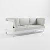 Weißes 3‑Sitzer Aluminium‑Premiumsofa mit hoher Edelstahl‑Rückenlehne und Cube‑Füßen aus der ICM Gartenlounge Serie