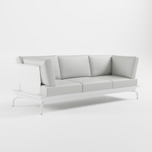 3-Sitzer Gartensofa Weiß – Design-Lounge mit 3-teiligem Sitzpolster und Delta-Füßen von ICM.