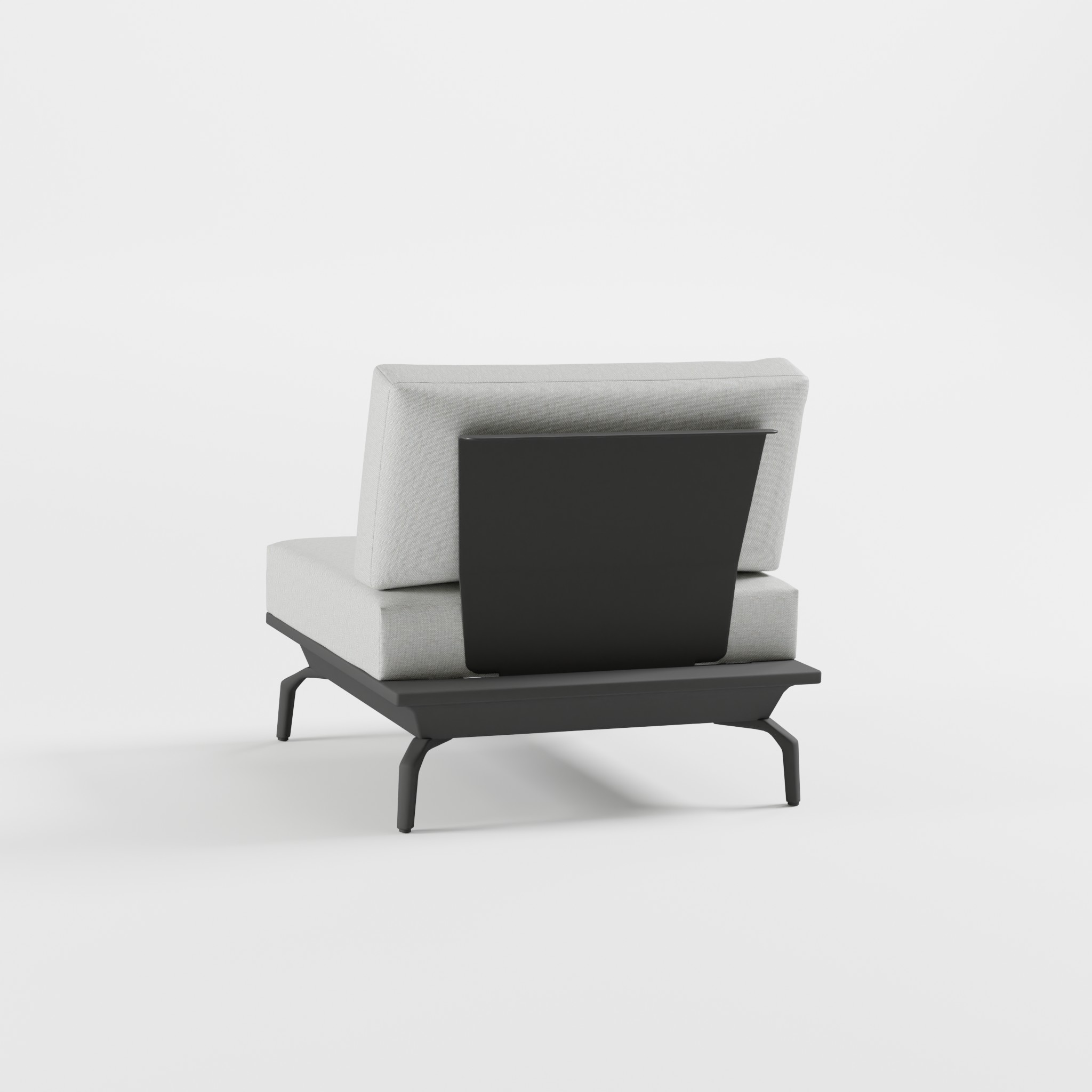 Rückansicht ICM Zwischenmodul in Anthrazit – Mittelelement mit Edelstahl-Rückenlehne und Delta-Füßen