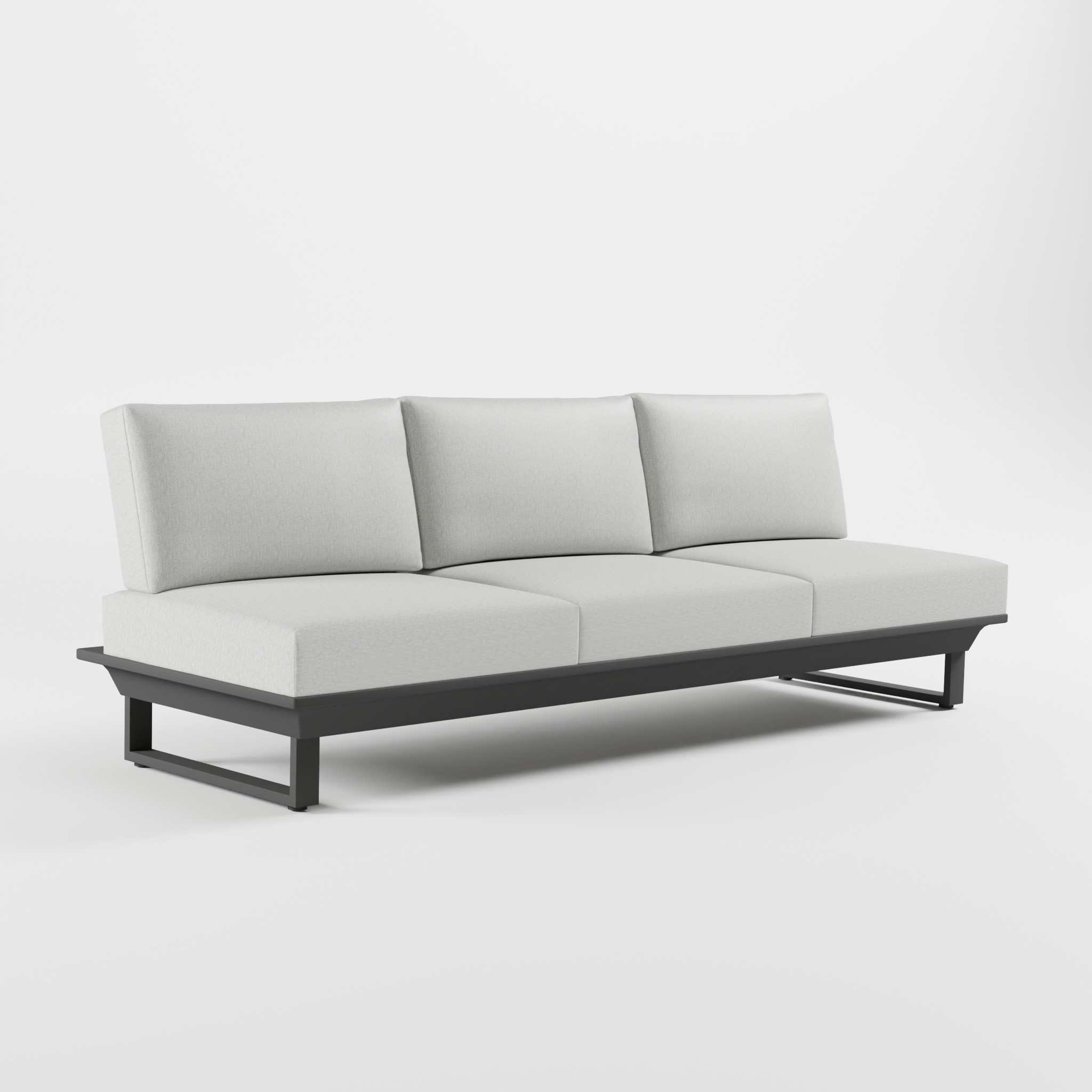 ICM 3‑Sitzer Anthrazit Aluminium‑Premiummodul als exklusives Zwischen­element mit Edelstahl‑Rückenlehnen, Cube‑Füßen und 3‑teiliger Polsterung aus der ICM Gartenlounge