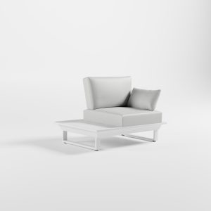 ICM Monacco 1‑Sitzer Outdoor‑Sessel mit weißem Aluminiumtisch für helle Garten‑, Patio‑ und Veranda‑Lounges.