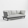 ICM Monacco 3‑Sitzer Lounge‑Sofa mit hohen Armlehnen aus anthrazitfarbenem Aluminium für elegante Terrassen‑ und Patio‑Lounges.