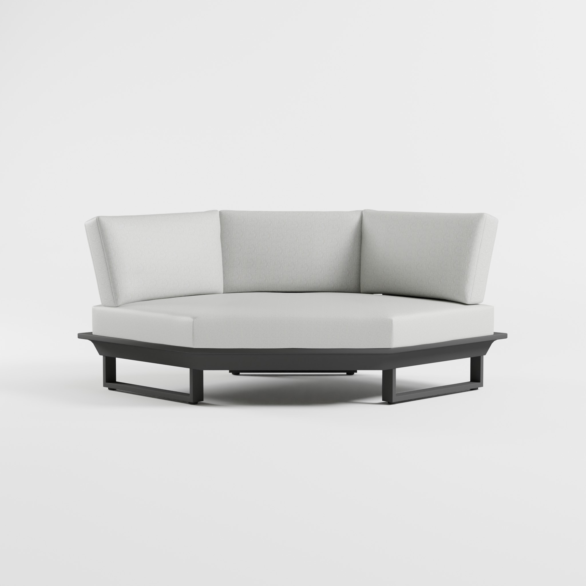 icm-monacco-6-eck-loungemodul-anthrazit ICM 6‑Eck Lounge‑Sessel aus anthrazitfarbenem Aluminium für exklusive Terrassen‑ und Gartenbereiche.