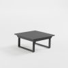 Anthrazitfarbener Aluminium‑Loungetisch 82×82 cm mit Cube‑Füßen und 39‑cm‑Höhe – ideal für moderne Terrassen‑ und Gartenlounges