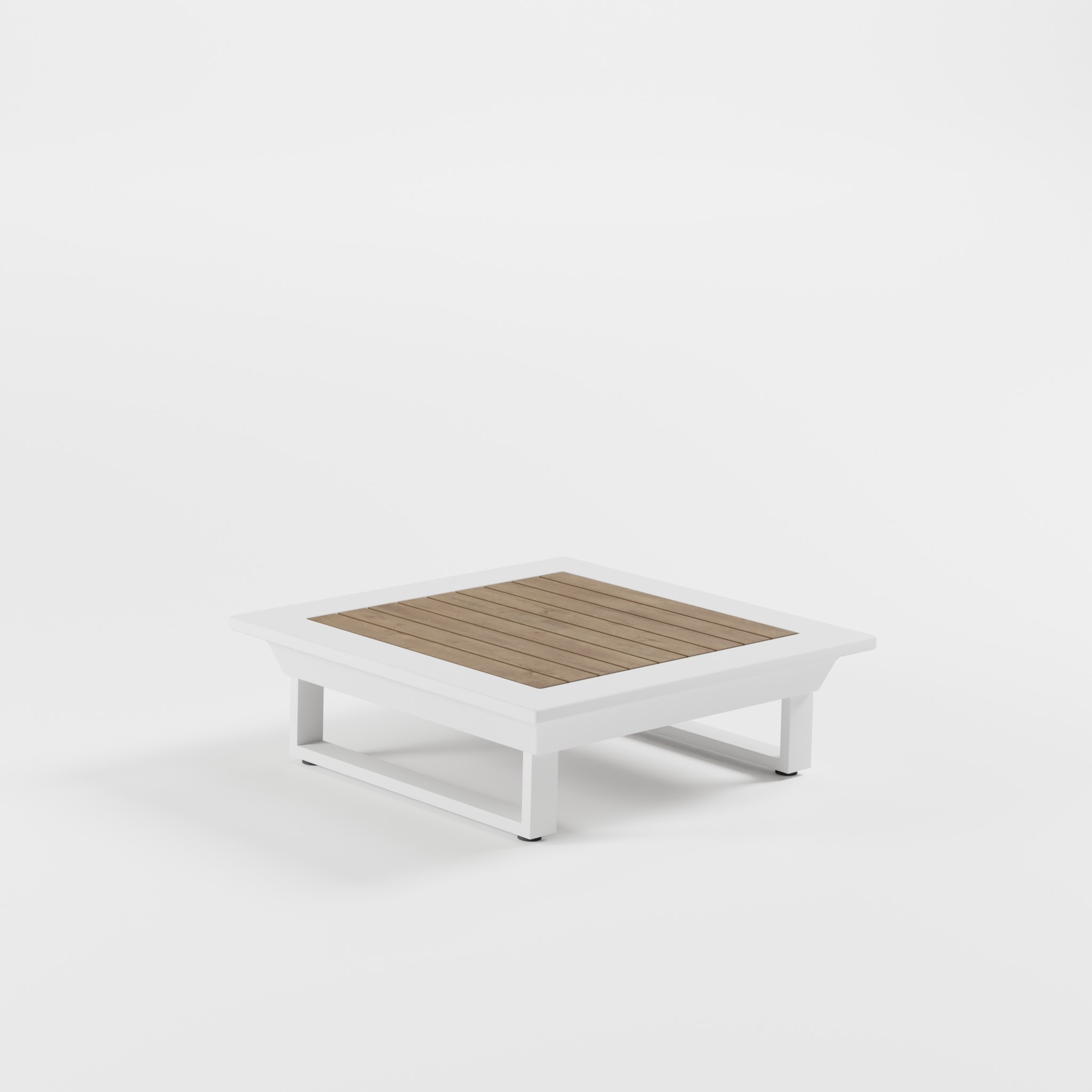 icm-outdoor-loungetisch-82x82-cm-weiss-aluminium-gartentisch-kaffeetisch-beistelltisch-terrasse-balkon-modern. Weißer Teak‑Iroko‑Loungetisch 82×82 cm mit Cube‑Füßen und 26‑cm‑Höhe – ideal für moderne Terrassen‑, Garten‑ und Rooftop‑Lounges