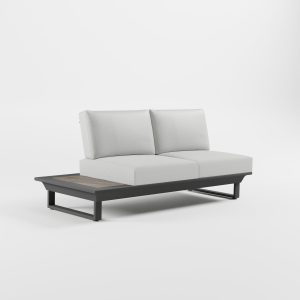 2-Sitzer Endmodul Anthrazit mit Keramik-Seitentisch – Flexibles Anstellmodul mit Cube-Füßen und 2-teiliger Polsterung von ICM.