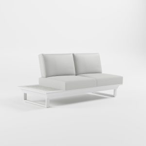 2-Sitzer Endmodul Weiß mit Keramik-Seitentisch – Flexibles Anstellmodul mit Cube-Füßen und 2-teiligem Sitzkissen von ICM.