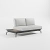 Anthrazitfarbenes 2‑Sitzer Aluminium‑Loungeelement mit Teakholz‑Seitentisch, 2‑teiliger Polsterung und Delta‑Füßen aus Aluminium‑Guss, ICM Gartenlounge