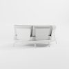 Rückansicht eines weißen 6‑Eck Lounge‑Moduls aus Aluminium mit Edelstahl‑Rückenlehne aus der modularen ICM Gartenlounge Serie