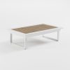 Outdoor Loungetisch 142 × 82 cm aus weißem Aluminium von ICM für Garten, Terrasse, Balkon und moderne Lounge‑Bereiche