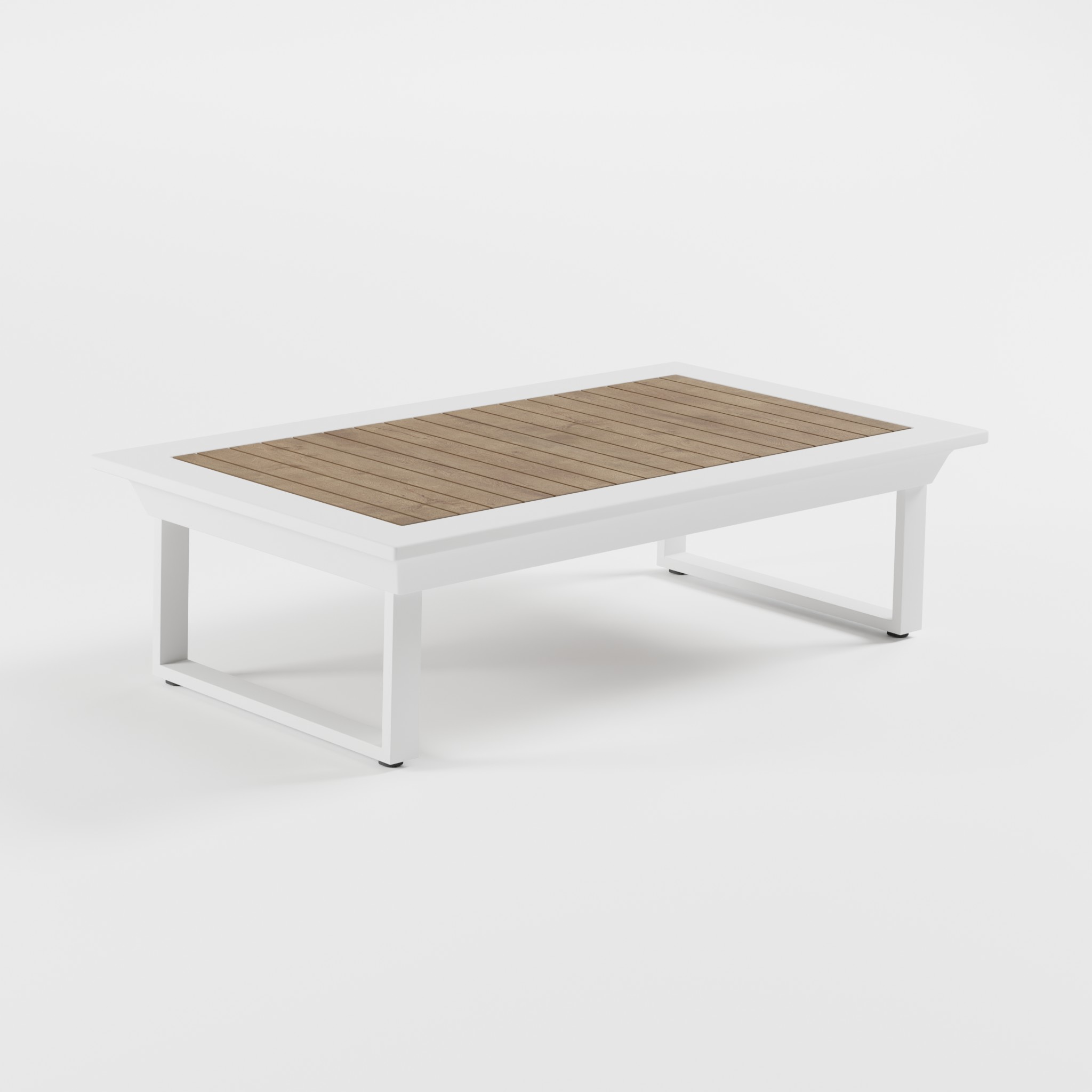 Outdoor Loungetisch 142 × 82 cm aus weißem Aluminium von ICM für Garten, Terrasse, Balkon und moderne Lounge‑Bereiche