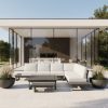 icm-gartenlounge-grenoble-aluminium-anthrazit-outdoor-lounge Luxus Gartenlounge Premium in Anthrazit auf moderner Terrasse vor Villa mit Glasfront und Pool