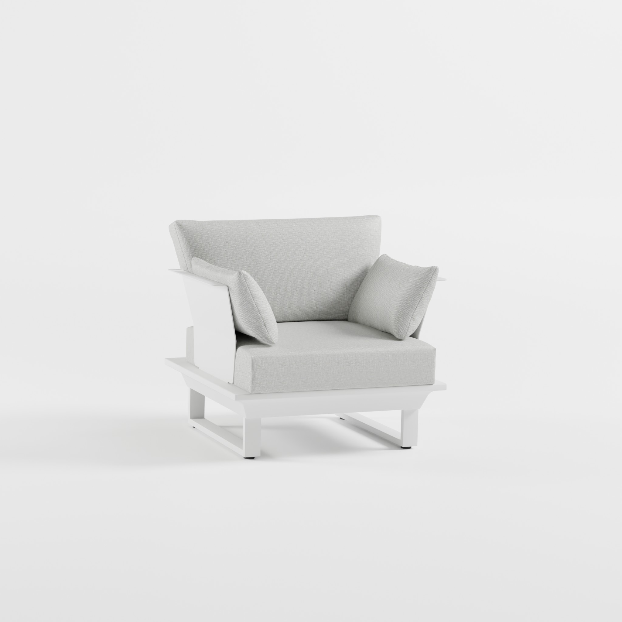 ICM Monacco Outdoor Lounge‑Sessel Weiß – eleganter Gartensessel aus Aluminium mit wetterbeständigen Polstern für helle Garten‑ und Veranda‑Lounges.