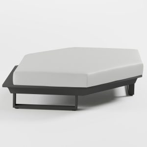 ICM Sechseck-Modul Hocker Anthrazit ohne Lehne mit Cube-Füßen, Outdoor Sitzmodul für Terrasse und Garten