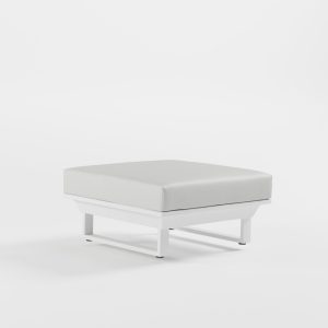 ICM Monaco Serie Aluminium Outdoor Hocker in Weiß mit Cube-Füßen für Garten und Terrasse