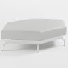 Sechseckiger Hocker aus weißem Aluminium für modulare Gartenlounge mit Delta-Füßen
