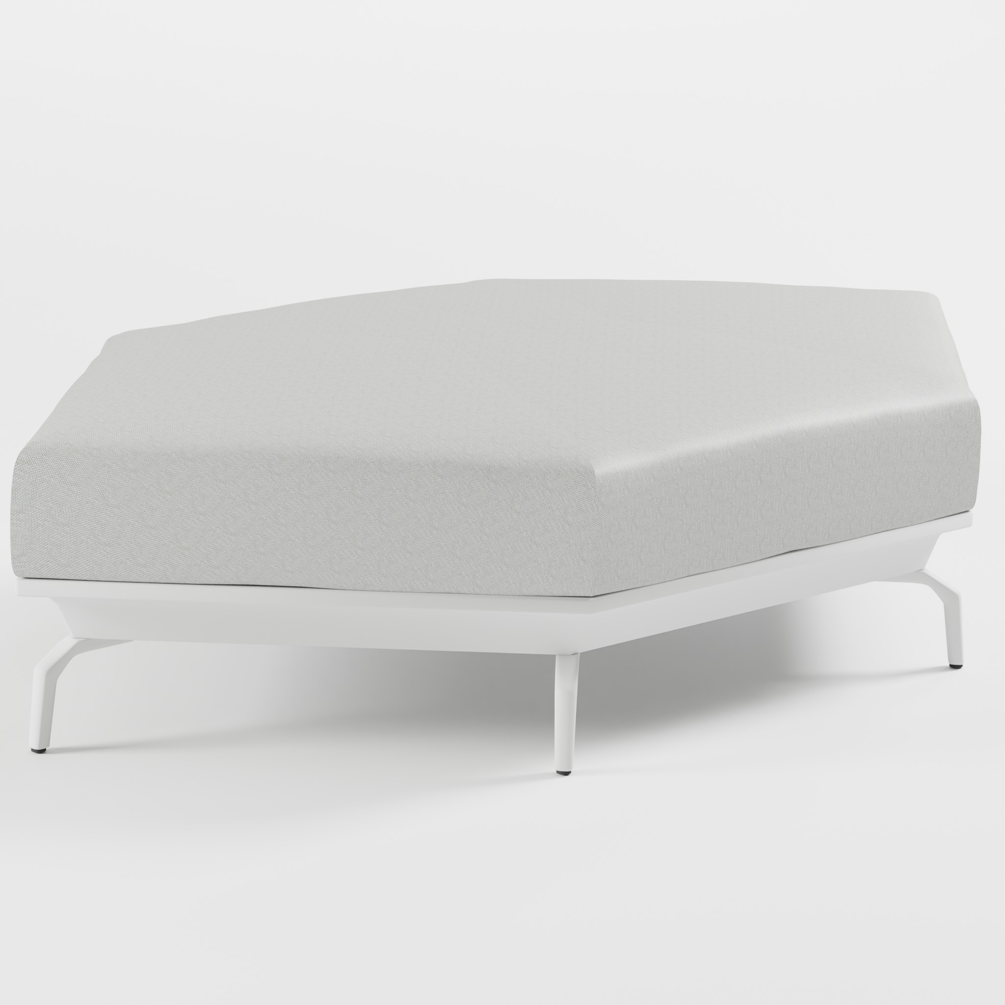 Sechseckiger Hocker aus weißem Aluminium für modulare Gartenlounge mit Delta-Füßen