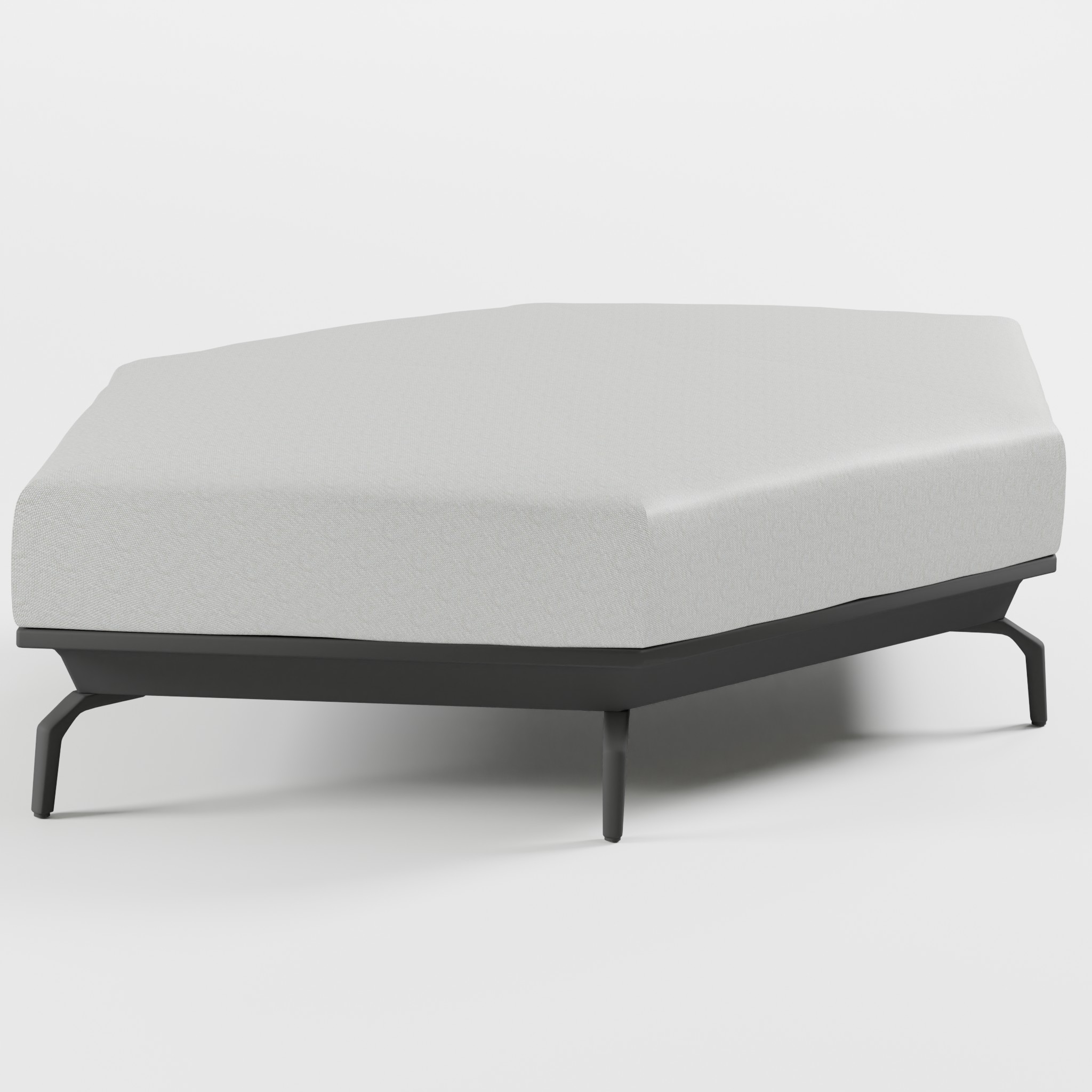 Sechseckiger Hocker aus anthrazitfarbenem Aluminium für modulare Gartenlounge mit Delta-Füßen