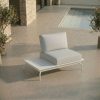 ICM 1-Sitzer Outdoor Abschlusselement mit integriertem Tisch „Monaco Serie“ in Weiß aus Aluminium, seitliches Erweiterungsmodul für Gartenlounge mit wählbarer Tischplatte