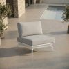 ICM Loungechair „Monaco Serie“ in Weiß mit Aluminiumrahmen, flexibel als Einzelsessel oder als Zwischenmodul für modulare Gartenlounge auf Terrasse und im Außenbereich