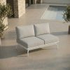 ICM 2-Sitzer Zwischenmodul „Monaco Serie“ in Weiß mit Aluminiumrahmen, Erweiterungselement für modulare Gartenlounge und flexible Sofakombinationen