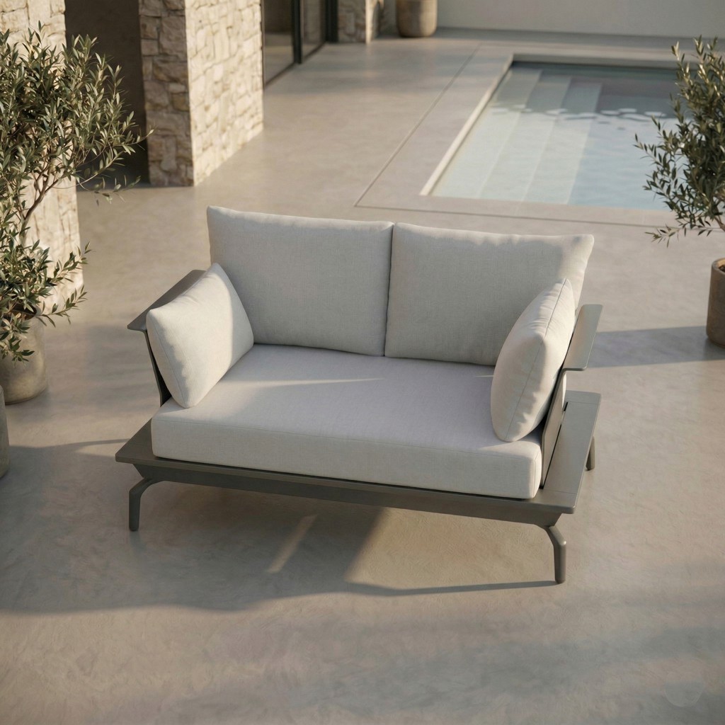 ICM 2-Sitzer Solitär der „Monaco Serie“ in Anthrazit, Aluminiumrahmen, als eigenständiges Loungeelement für Terrasse, Balkon oder Garten