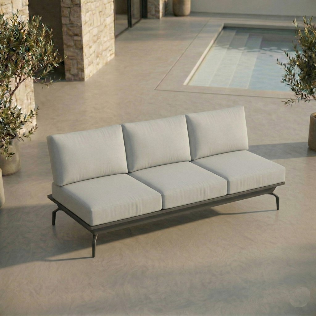 ICM 3-Sitzer Zwischenmodul „Monaco Serie“ in Anthrazit aus Aluminium, Erweiterungselement für modulare Outdoor-Lounge und flexible Sofalösungen