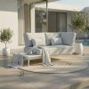 ICM Outdoor Lounge Kombination „Monaco Serie“ in Weiß aus Aluminium mit Eckmodul und 1-Sitzer Modul mit integriertem Tisch, flexible Zusammenstellung für Terrasse und Garten
