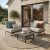 ICM Loungechairs „Monaco Serie“ – Aluminium Anthrazit auf der Gartenterrasse mit Tisch ICM Loungechairs „Monaco Serie“ in Anthrazit aus Aluminium mit Tisch auf einer Terrasse im Garten platziert, moderne Outdoor-Lounge als Inspiration für stilvolle Gartenbereiche