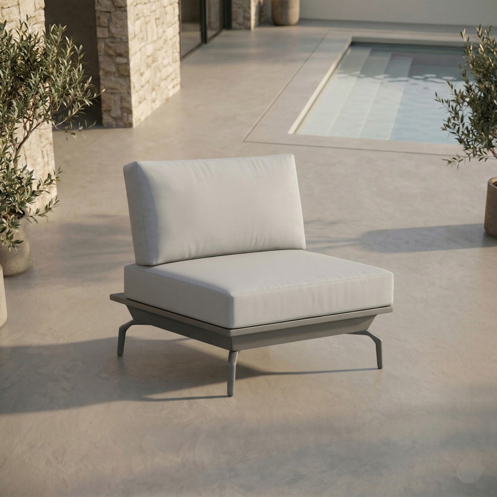 ICM Loungechair „Monaco Serie“ – Aluminium Anthrazit ICM Loungechair „Monaco Serie“ in Anthrazit mit Aluminiumrahmen, flexibel als Einzelsessel oder als Zwischenmodul für modulare Gartenlounge auf Terrasse und im Außenbereich