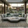 ICM Monaco Outdoor Lounge Set in Anthrazit Aluminium mit zwei 6-Eck Modulen, Zwischenelement und sechseckigem Hocker – exklusive Chillout Lounge für private Terrassen und Gärten