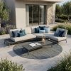 ICM Aluminium Outdoor Lounge Set in Anthrazit mit sechseckigem Erweiterungsmodul für Garten und Terrasse