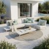 ICM Aluminium Outdoor Lounge Set in Weiß mit sechseckigem Erweiterungsmodul für Garten und Terrasse